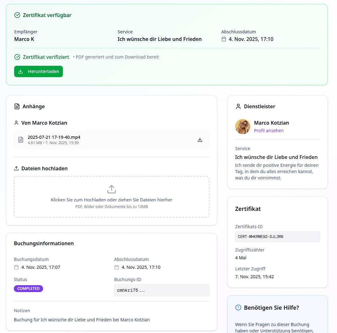 Zertifikat und QR-Code Zugriff